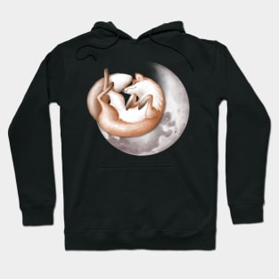 Cute fox sleeping on the moon. Hoodie